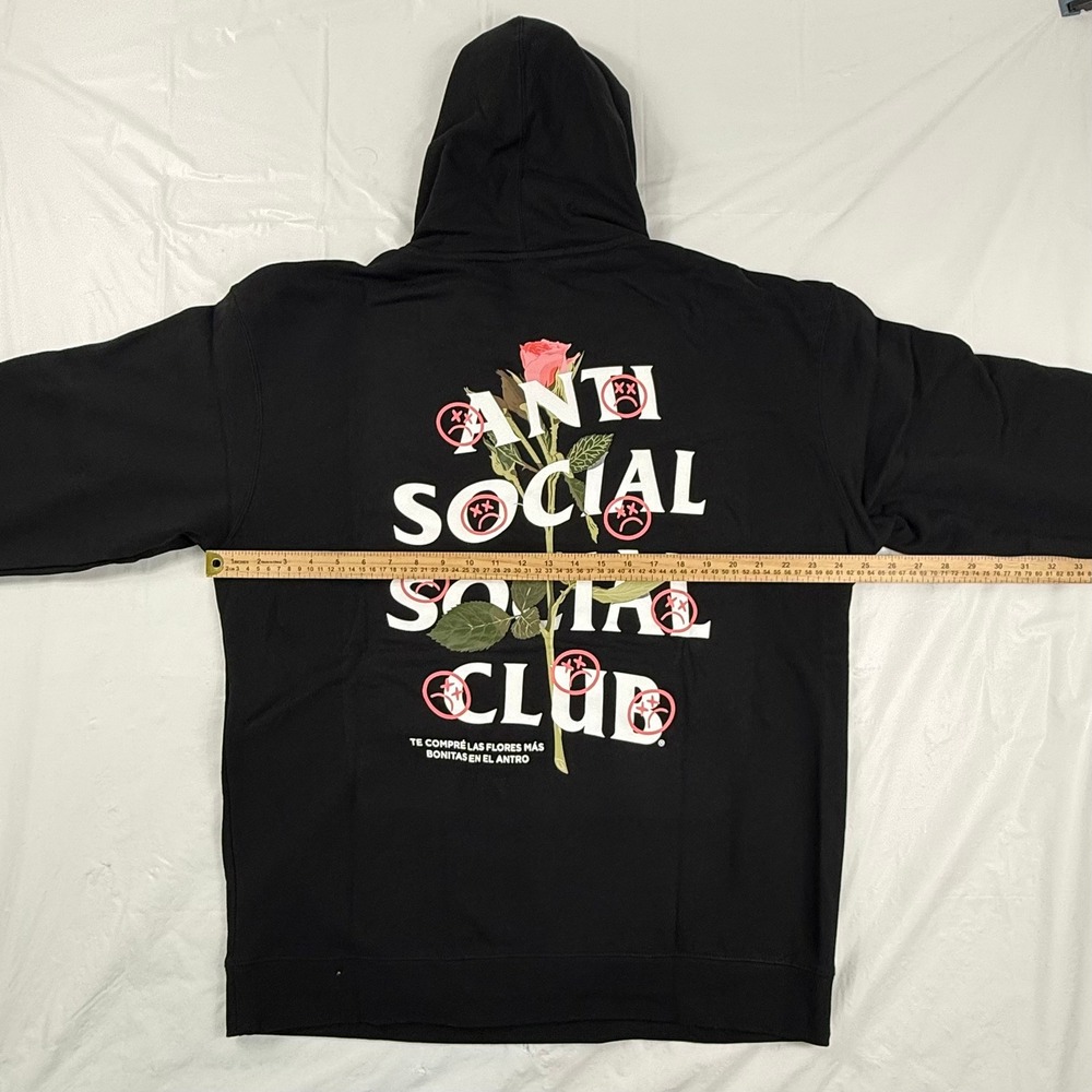 Anti Social Social Club Te Compre Las Flores Black Rose Hoodie XXL NEW - Picture 4 of 6